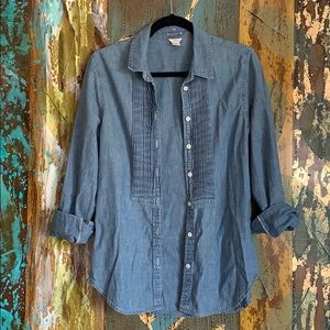 J. Crew Chambray Pleated Shirt